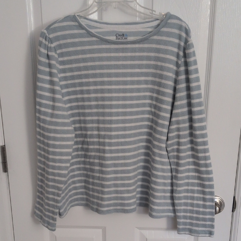 Croft & Barrow Crew Neck Striped Long Sleeve Tee - XXL